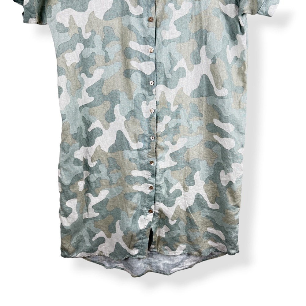 C&C California Shirt Dress Womens Size Small 100% Linen Camo Granola Earthy - Picture 10 of 10